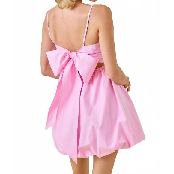 NEW DAY + MOON sweet instinct bow and bubble mini dress in pink - Picture 4 of 4